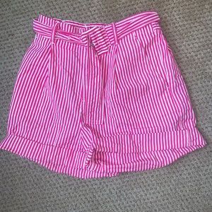 Pink and White striped shorts